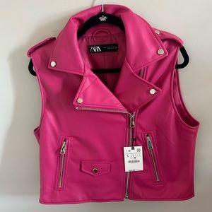 Pink Zara leather vest